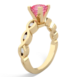 Lab Pink Sapphire Infinity 5Mm Square Engagement 14K Yellow Gold ring R26315SQ