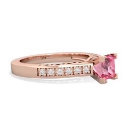 Lab Pink Sapphire Art Deco Engagement 5Mm Square 14K Rose Gold ring R26355SQ