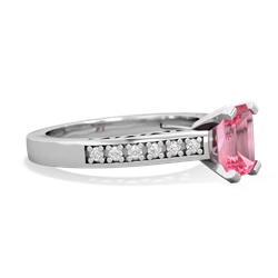 Lab Pink Sapphire Art Deco Engagement 7X5mm Emerald-Cut 14K White Gold ring R26357EM