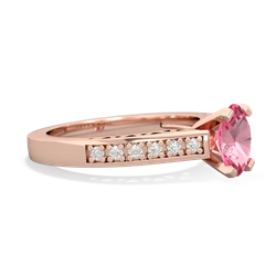 Lab Pink Sapphire Art Deco Engagement 7X5mm Oval 14K Rose Gold ring R26357VL