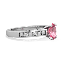 Lab Pink Sapphire Art Deco Engagement 7X5mm Oval 14K White Gold ring R26357VL