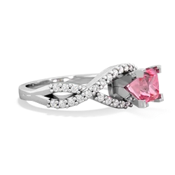Lab Pink Sapphire Diamond Twist 5Mm Square Engagment  14K White Gold ring R26405SQ