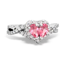 Lab Pink Sapphire Diamond Twist 'One Heart' 14K White Gold ring R2640HRT