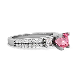 Lab Pink Sapphire Classic 5Mm Square Engagement 14K White Gold ring R26435SQ