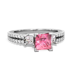 Lab Pink Sapphire Classic 5Mm Square Engagement 14K White Gold ring R26435SQ