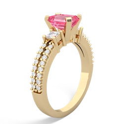 Lab Pink Sapphire Classic 7X5mm Emerald-Cut Engagement 14K Yellow Gold ring R26437EM