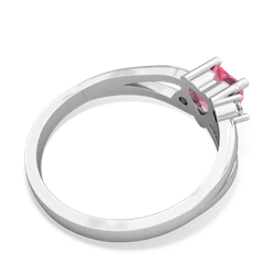 Lab Pink Sapphire Split Band Swirl 14K White Gold ring R2130