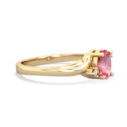 Lab Pink Sapphire Elegant Swirl 14K Yellow Gold ring R2173