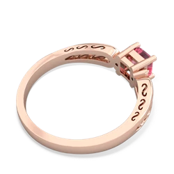 Lab Pink Sapphire Filligree Scroll Square 14K Rose Gold ring R2430