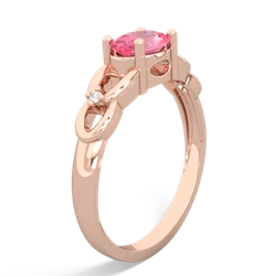 Lab Pink Sapphire Links 14K Rose Gold ring R4032