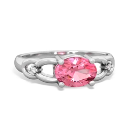 Lab Pink Sapphire Links 14K White Gold ring R4032