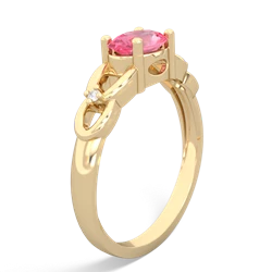 Lab Pink Sapphire Links 14K Yellow Gold ring R4032