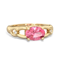 Lab Pink Sapphire Links 14K Yellow Gold ring R4032