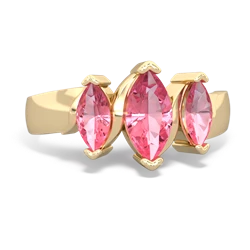 Lab Pink Sapphire Three Peeks 14K Yellow Gold ring R2433