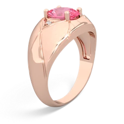 Lab Pink Sapphire Men's Crossroads 14K Rose Gold ring R0361