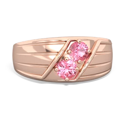 Lab Pink Sapphire Men's Streamline 14K Rose Gold ring R0460