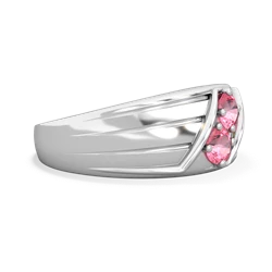 Lab Pink Sapphire Men's Streamline 14K White Gold ring R0460