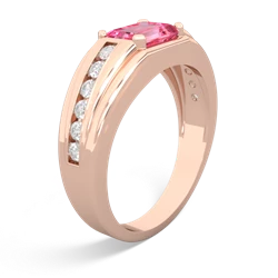 Lab Pink Sapphire Men's Diamond Channel 14K Rose Gold ring R0500