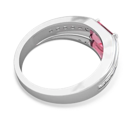 Lab Pink Sapphire Men's Diamond Channel 14K White Gold ring R0500