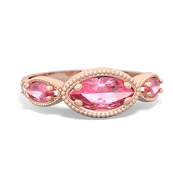 Lab Pink Sapphire Milgrain Marquise 14K Rose Gold ring R5700