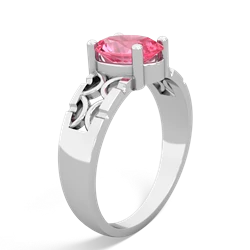 Lab Pink Sapphire Art Deco Filigree 14K White Gold ring R2322