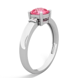 Lab Pink Sapphire Simply Elegant Cushion 14K White Gold ring R2489