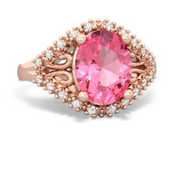 Lab Pink Sapphire Antique Style Cocktail 14K Rose Gold ring R2564