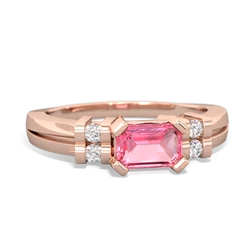 Lab Pink Sapphire Art Deco East-West 14K Rose Gold ring R2590