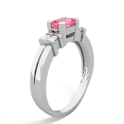 Lab Pink Sapphire Art Deco East-West 14K White Gold ring R2590