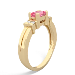 Lab Pink Sapphire Art Deco East-West 14K Yellow Gold ring R2590