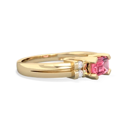 Lab Pink Sapphire Art Deco East-West 14K Yellow Gold ring R2590