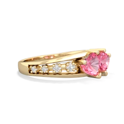 Lab Pink Sapphire Heart To Heart 14K Yellow Gold ring R3342