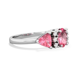 Lab Pink Sapphire Antique Style Three Stone 14K White Gold ring R2186