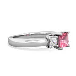 Lab Pink Sapphire Three Stone Trellis 14K White Gold ring R4015