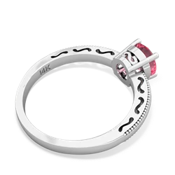 Lab Pink Sapphire Milgrain Filigree 14K White Gold ring R5090