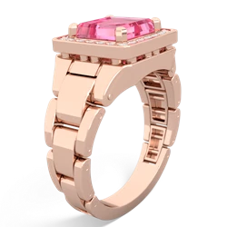 Lab Pink Sapphire Men's Watch 14K Rose Gold ring R0510