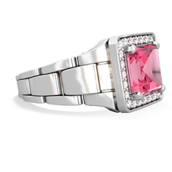 Lab Pink Sapphire Men's Watch 14K White Gold ring R0510