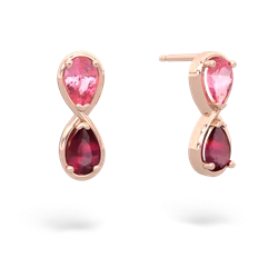 Lab Pink Sapphire Infinity 14K Rose Gold earrings E5050