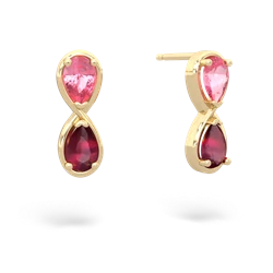 Lab Pink Sapphire Infinity 14K Yellow Gold earrings E5050