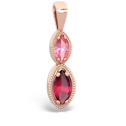 Lab Pink Sapphire Antique-Style Halo 14K Rose Gold pendant P5700