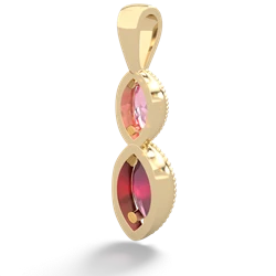 Lab Pink Sapphire Antique-Style Halo 14K Yellow Gold pendant P5700