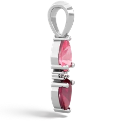 Lab Pink Sapphire Bowtie Drop 14K White Gold pendant P0865