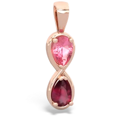 Lab Pink Sapphire Infinity 14K Rose Gold pendant P5050