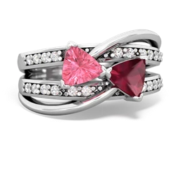 Lab Pink Sapphire Bowtie 14K White Gold ring R2360