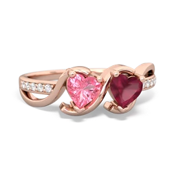 Lab Pink Sapphire Side By Side 14K Rose Gold ring R3090