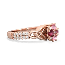 Lab Pink Sapphire Celtic Knot Cluster Engagement 14K Rose Gold ring R26443RD