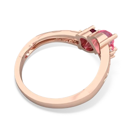 Lab Pink Sapphire Snuggling Hearts 14K Rose Gold ring R2178