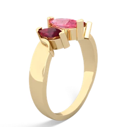 Lab Pink Sapphire Three Peeks 14K Yellow Gold ring R2433