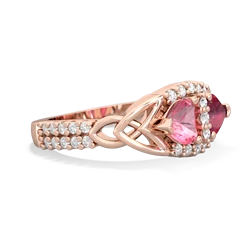 Lab Pink Sapphire Sparkling Celtic Knot 14K Rose Gold ring R2645