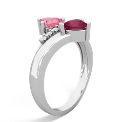 Lab Pink Sapphire Heart To Heart 14K White Gold ring R2064